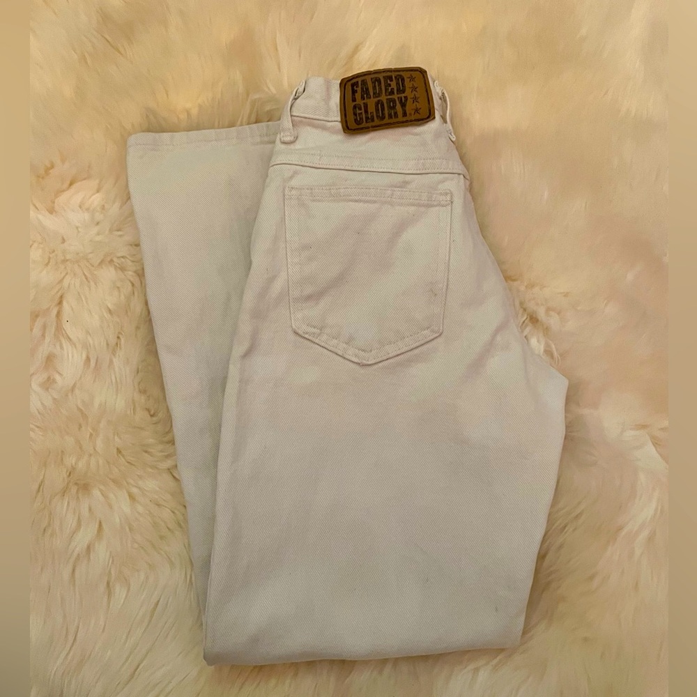 Vintage, retro, 90s, high rise, Faded Glory cream denim jeans